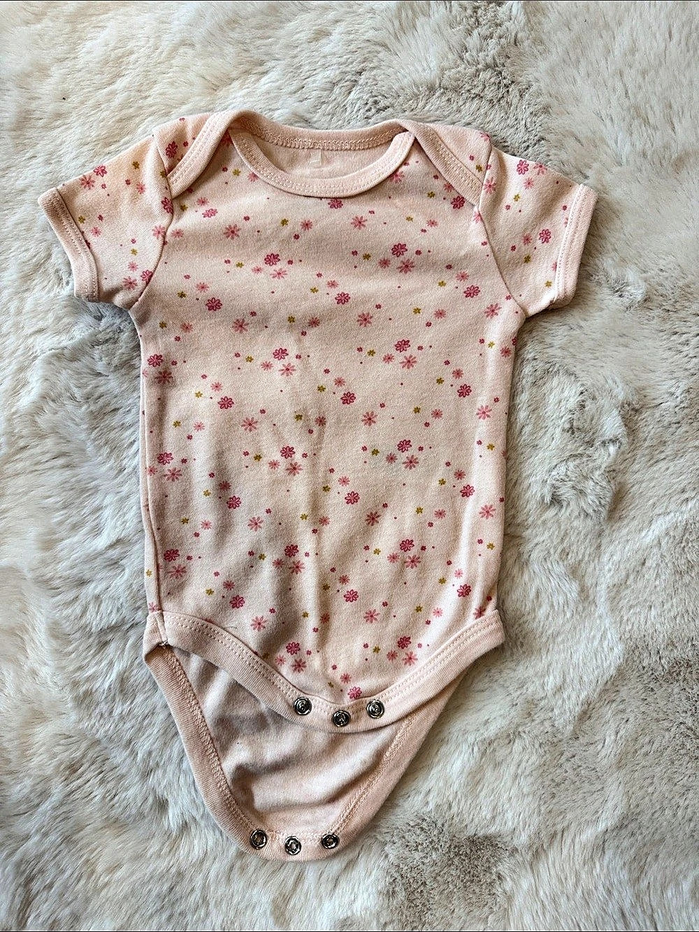Baby Floral Bodysuit in Pink & White
